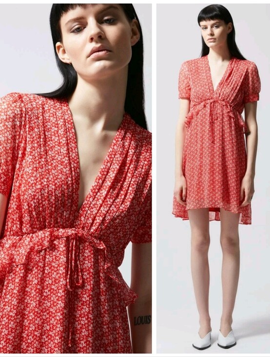 The Kooples Dresses & Skirts - The Kooples Red Ditsy Floral Mini Dress Women's Large Coquette Scandigirl Preppy
